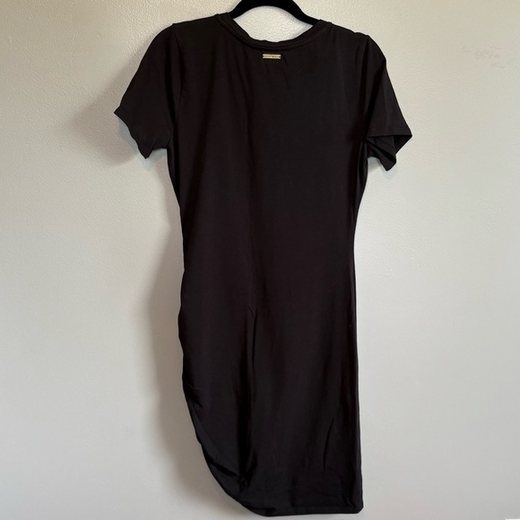 Michael Kors Black Asymmetrical Ruched Knee Length T-Shirt Dress Medium - Picture 8 of 9